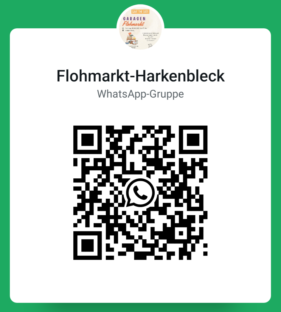 QR-Code zum Einladungslink der WhatsApp-Gruppe Flohmarkt Harkenbleck